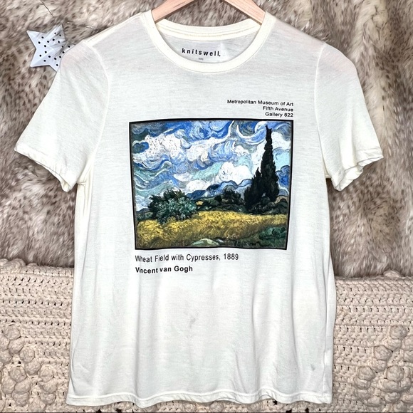 Knitswell Van Gogh "Wheat Field with Cypresses" Graphic T-Shirt - Picture 3 of 5